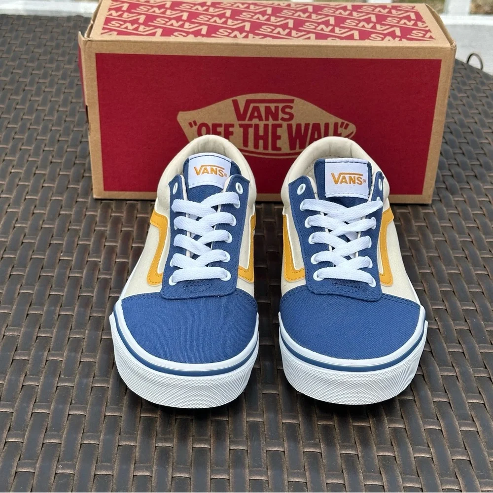 Vans Blue, Cream & Yellow Kids' Low Top Sneakers